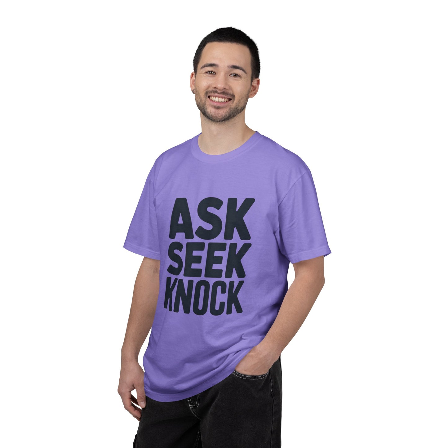 Ask Seek Knock Graphic T-Shirt — Inspirational Faith Message Tee -- Matthew 7:7